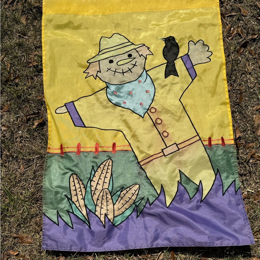 90’s Scarecrow Vintage Yard Flag Fall Decor Halloween 1990s Vtg Decorations